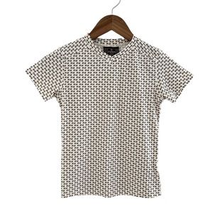 Vintage 90s Fendi Jeans FF Logo Monogram Baby Fit Crop V-neck T-shirt